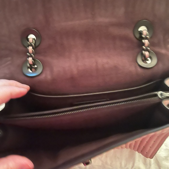 Coach purse with metal studs and braided pink and metal strap. - Picture 3 of 4